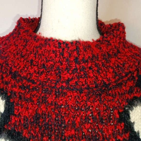 Vintage 80s Spice of Life Womens Cherry Red  Chunky Fuzzy Knitted Sweater Size L - Picture 8 of 11